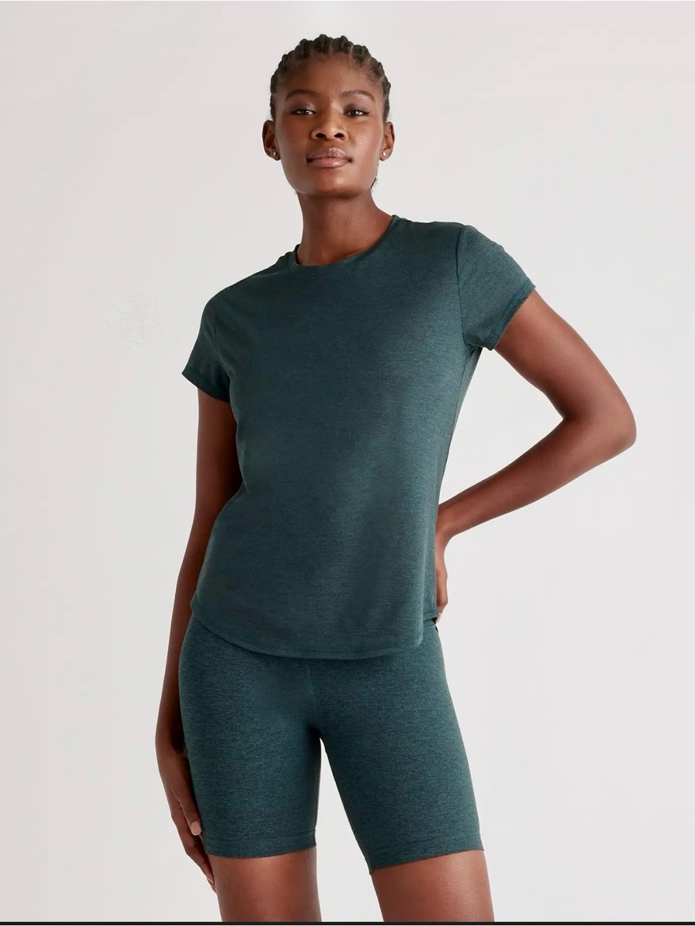 Quince Flowknit Tee in Heather Green Size Large